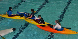 kayaks in swimming pool